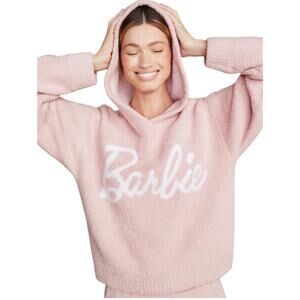 Barefoot Dreams CozyChic Barbie Hoodie Dusty Rose / White Small Loungewear